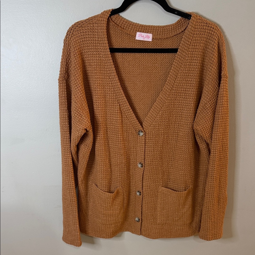 Pink Lily Camel Knit Cardigan